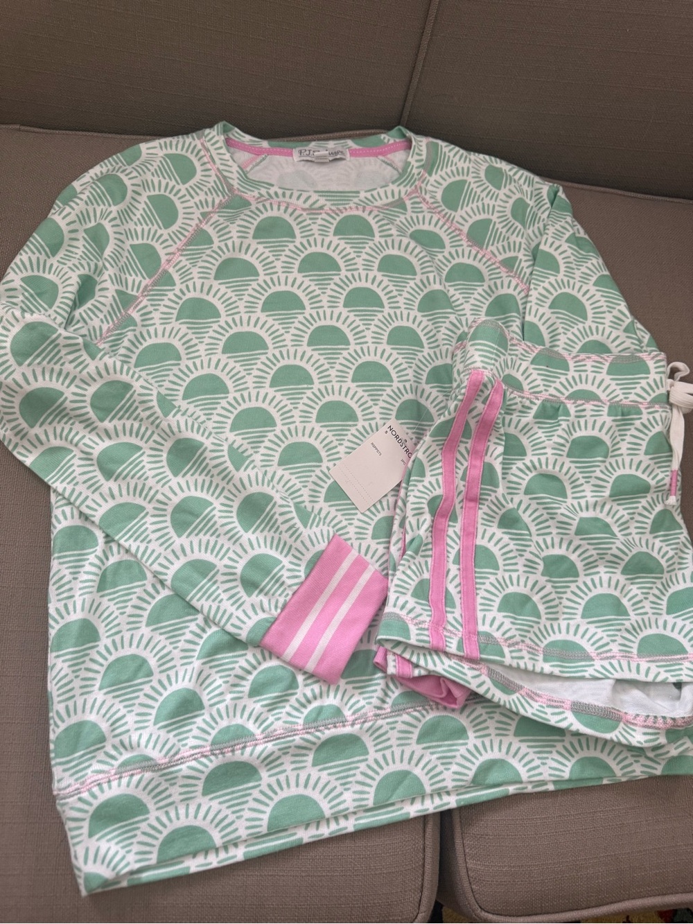 PJ Salvage Mint & Pink Girls' Sunburst Pajama Set